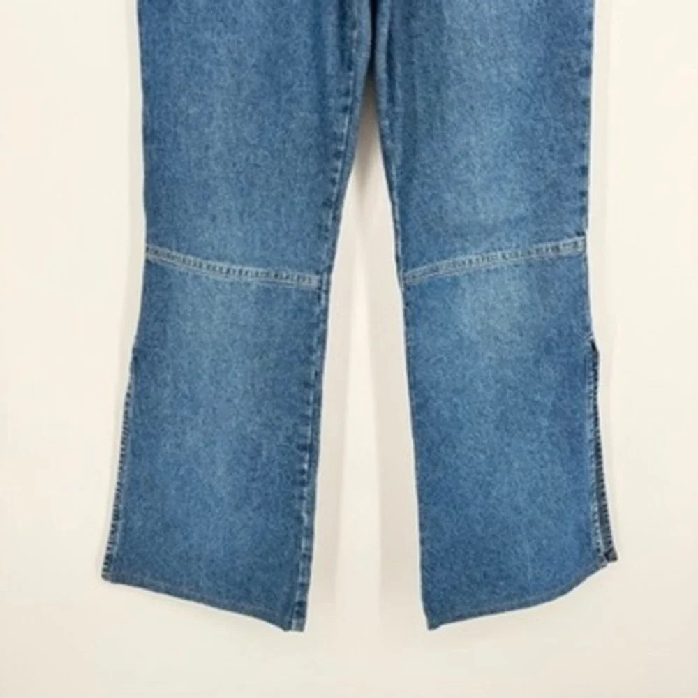 ActionWest Vintage High Waisted Wide Leg Blue Jeans Side Slit 100% Cotton Size 6